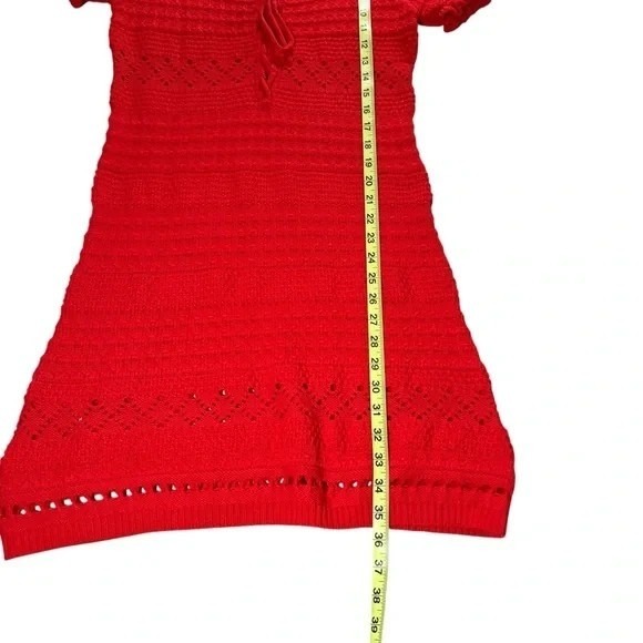 Kitri Leonie Crochet Knit Mini Dress Bodycon Size Large Red Bohemian Nwt Flirty — image 4 of 8